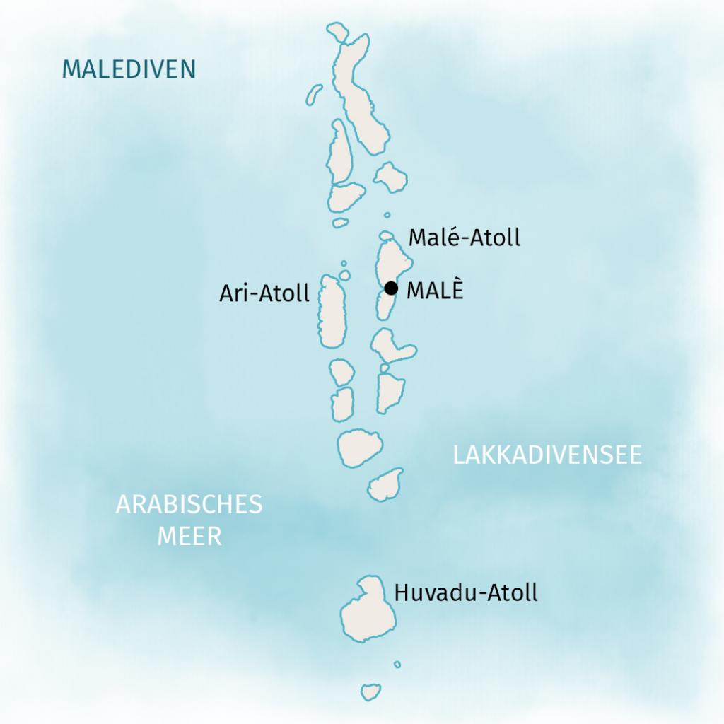 Karte der Malediven im Indischen Ozean